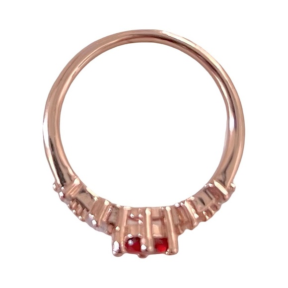 Rose Gold Elegant Red Ruby Stone Ring - Picture 8 of 9